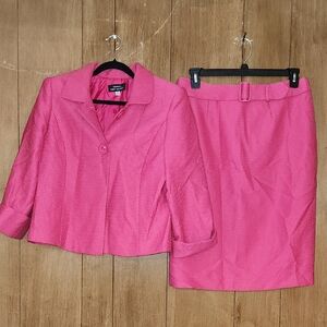 Chic Pink Blazer and Skirt Set